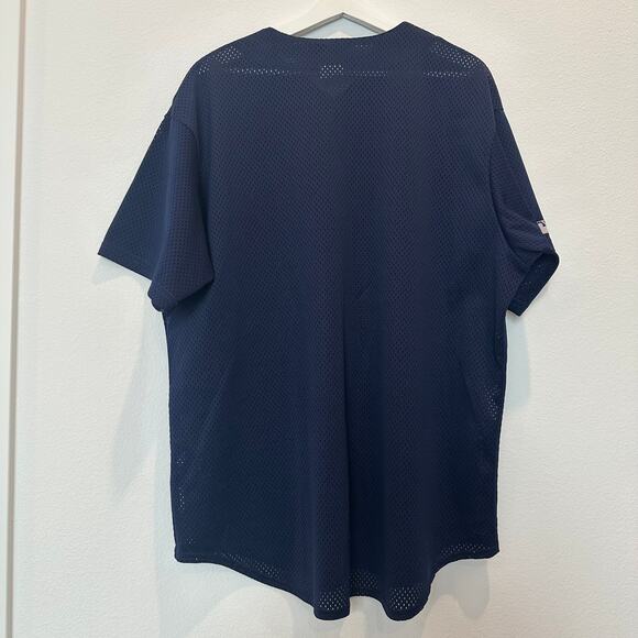 Vintage Majestic New York Yankees baseball button up blue white jersey XL - Picture 3 of 5